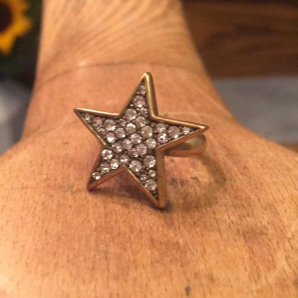 J crew crystal star ring size 7